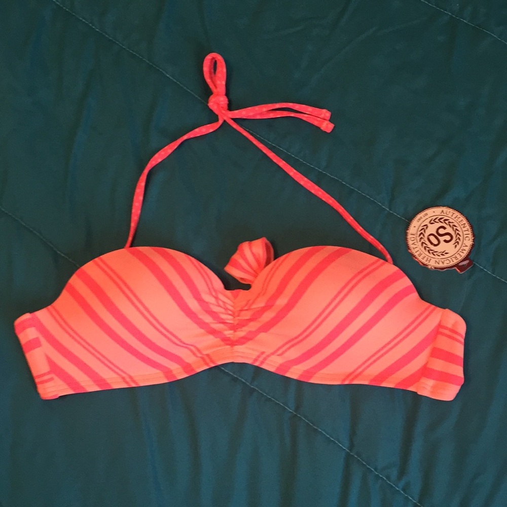 Mix & Match striped push up bandeau bikini top sm